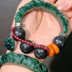 021 JJadeite Garnet Amber bracelet 2025 energy high quality fashion jewelry magnetic beads bracelet gift