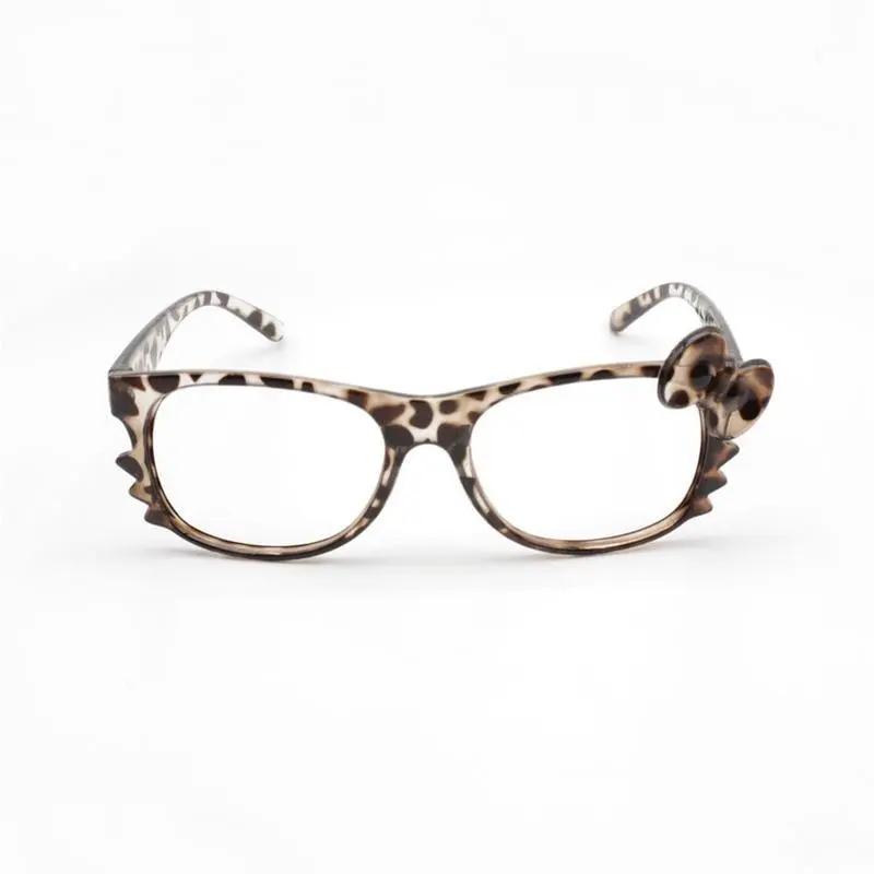 Women's No-Lens Glasses Leopard Print Cute Cartoon Kitty Design Y2K Kawaii Decorative Fashion Eyewear for Daily Wear Party Cosplay