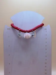 Red Tide Shell Charm Clay Bead Bracelet