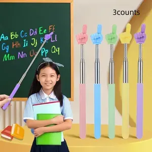 3-Piece Bright Finger-Shape Extendable Teaching Pointer, Durable and Portable, Multi-Color Random, Ideal for Classroom and Whiteboard Presentations
