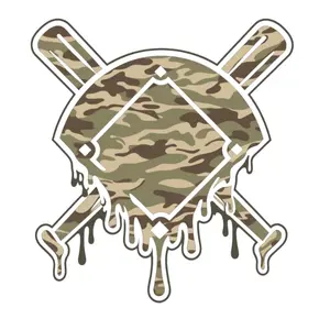 Camo Baseball Direct To Film Print, DTF Print, Ready To Press Print For T-Shirts