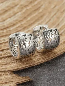 Vintage Silver Filigree Hoop Earrings for Women, Unique Scrollwork Hollow Out Huggie Earrings, Bohemian Statement Jewelry Gift for Her, High Quality Earrings, Hoop Shape Earrings