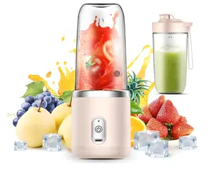 14oz Portable Blender, 6 Blades USB Rechargeable Personal Blender for Smoothies & Juices, Travel Outdoor Blender with Cup & Lid (Pink) everyday hydration multifunctional tool