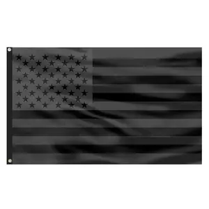 All Black American Single-Sided Flag 3x5 Ft Polyester Vivid Color, Brass Grommets,Made in USA Flags for Outdoor and Indoor