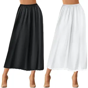 2 Pieces Half Slip Lace Long Underskirt Women's Satin Half Slip for Under DressesGift