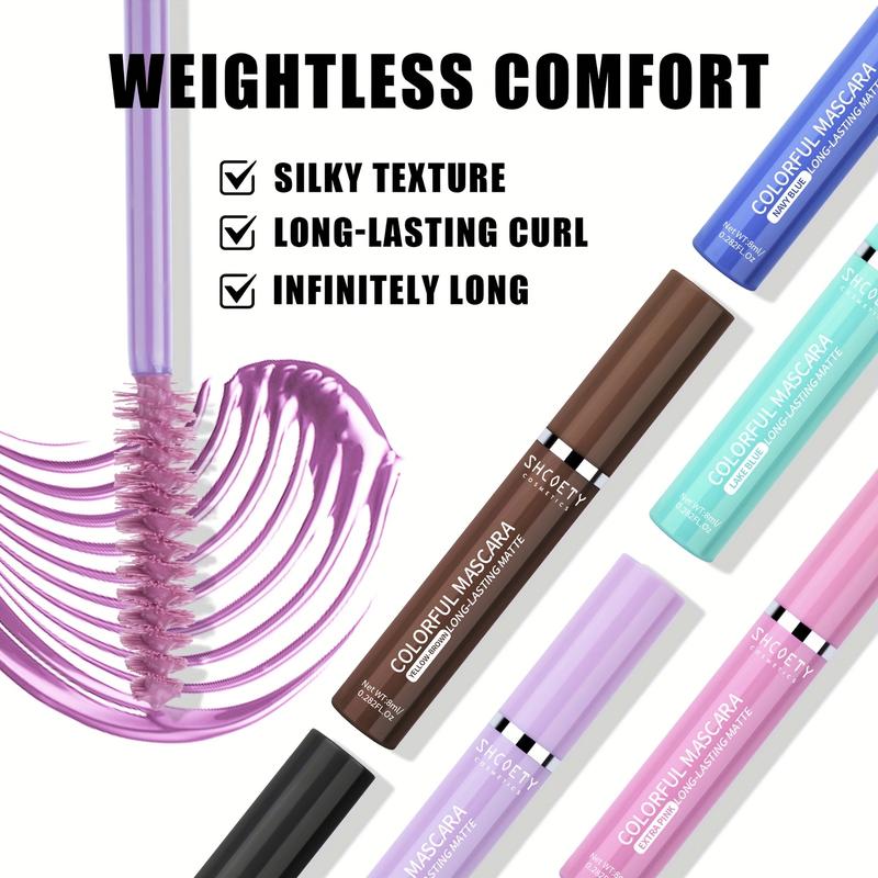 Waterproof Mascara Long-Lasting Waterproof Mascara - Volumizing, Curling,  Dirt-Resistant Formula with Vibrant Blue/Green/Pink Shades - for Everyday & Party Makeup (Halloween, Weddings, Photoshoots) - All Light Beige Types, Festival Beauty, Sleek Packagin