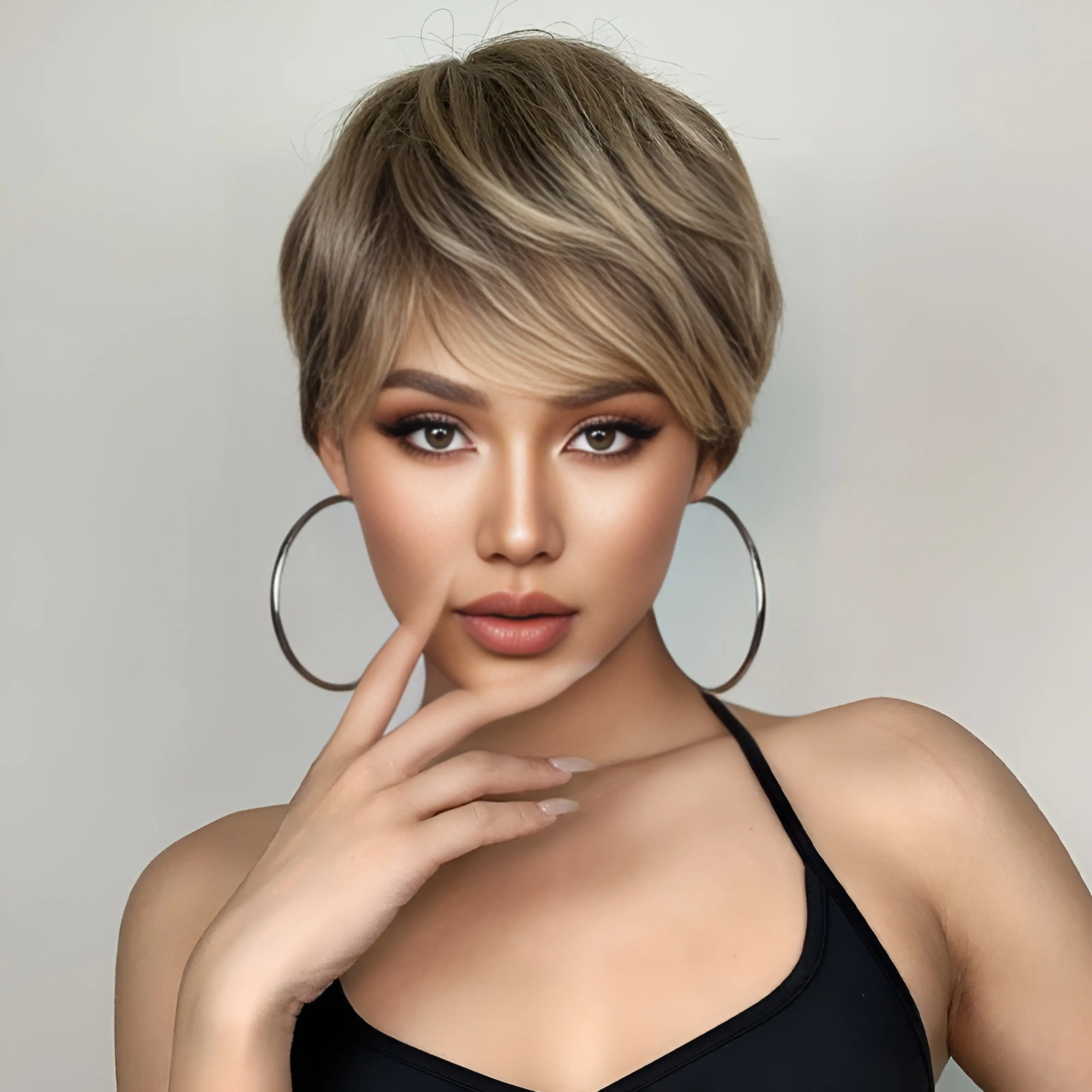 European and American women's wig Women's short straight summer refreshing hairstyle