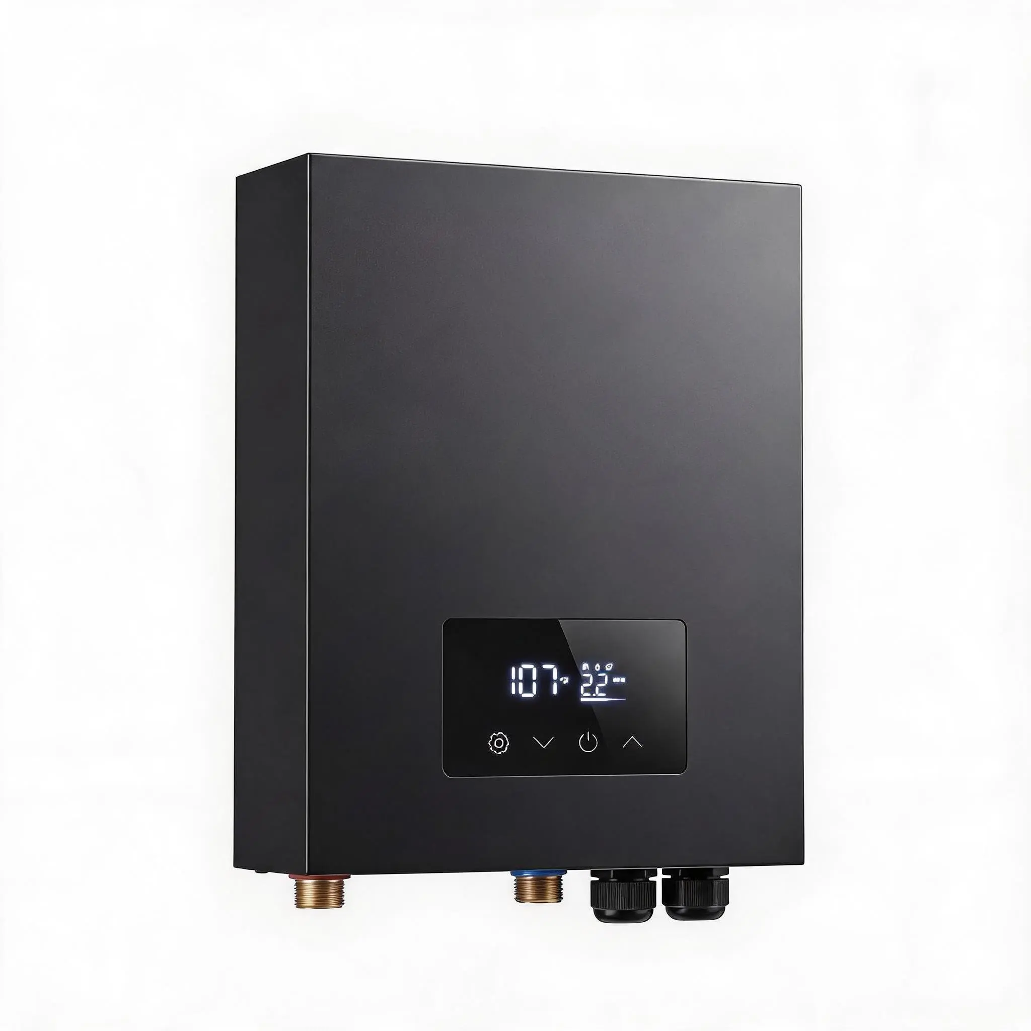 240V 11KW Electric Tankless Heater Compact Wall Mount Home Shower Featuring Instant heating output hot water once water flow detected Digital touch panel support precise temperature adjustment