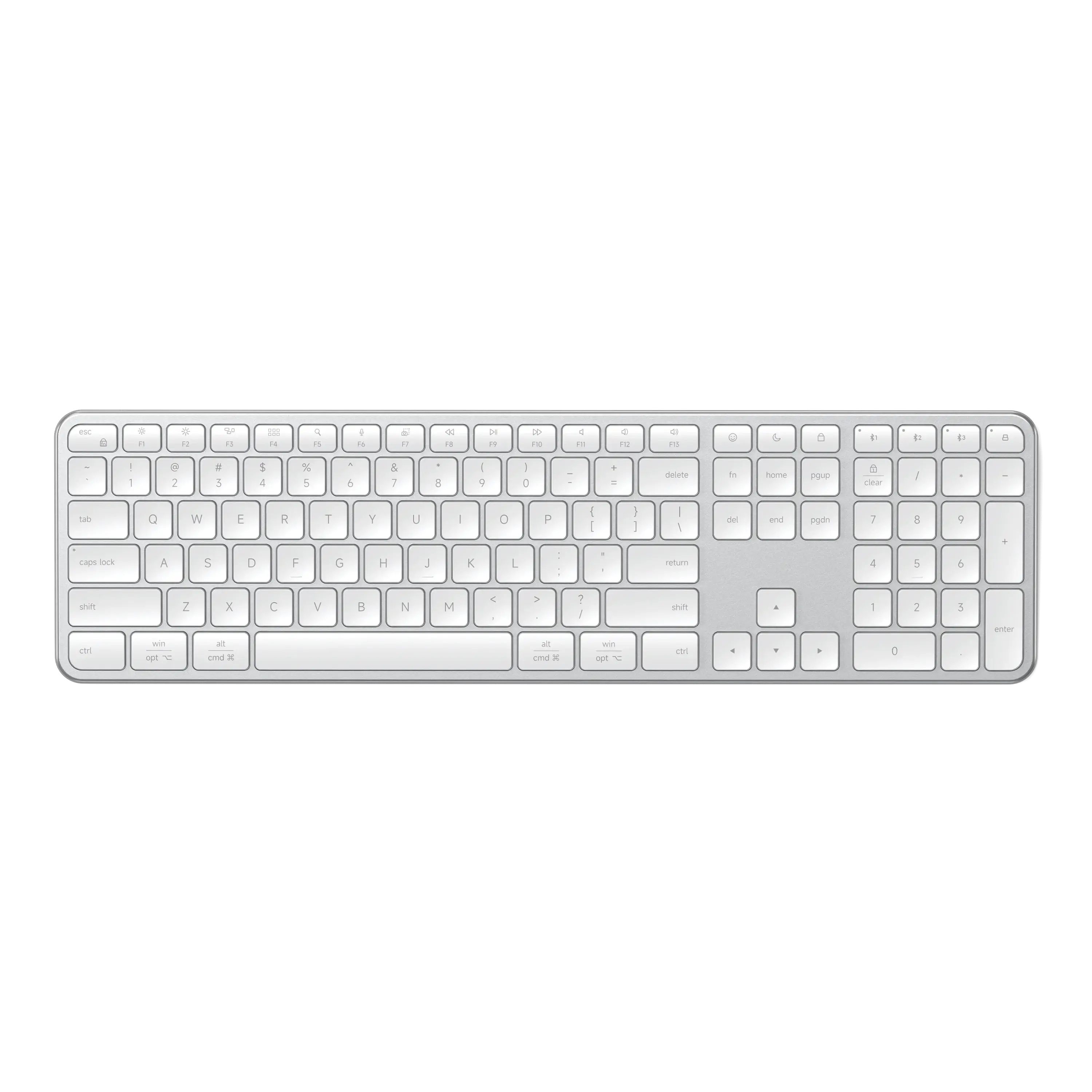 Satechi Slim EX3 Wireless Keyboard - Bluetooth 5.3 + 2.4GHz, Full-Size with Numpad, USB-C Rechargeable, Mac/Windows OS Switch, MacBook Pro/Air M4
