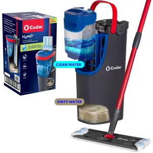 O-Cedar H2prO Flat Mop System Dual-Tank Design for Clean & Dirty Water Separation Machine Washable Reusable Pads Safe for All Hard Floors