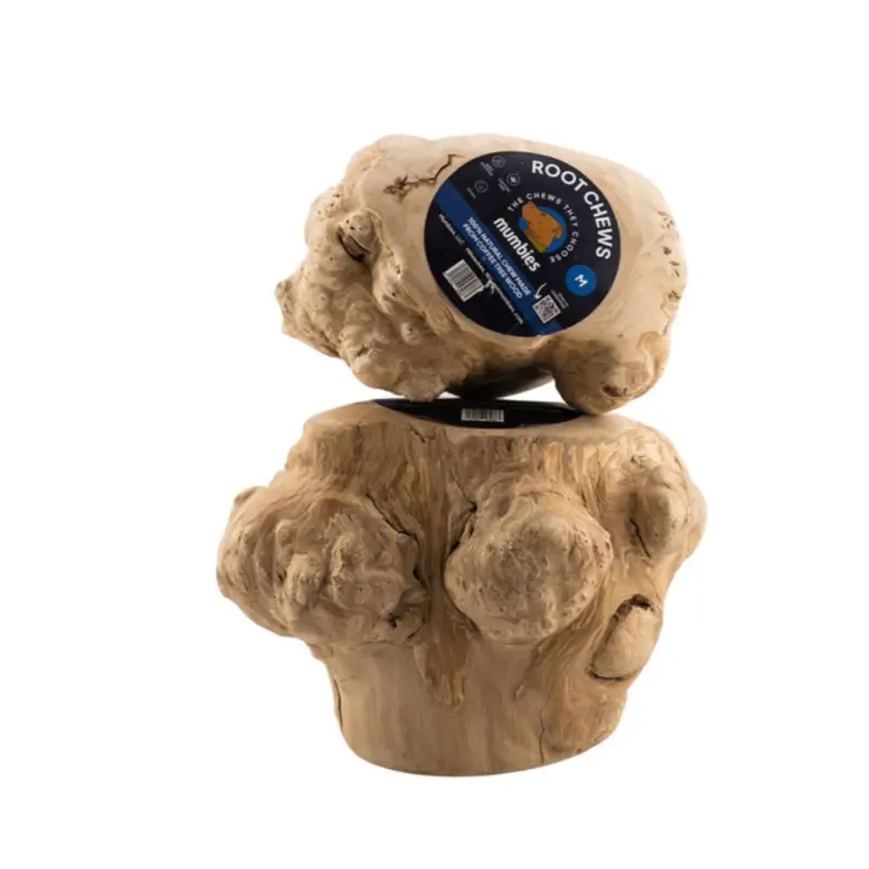 Mumbies Natural Root Chew for Dogs - Solid Coffee Wood, Durable & Slow-Breaking, Sizes Small to XX-Large, No Additives, 100% Natural