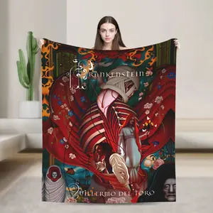 Movie Frankenstein Monster Posters Flannel Blanket  Warm Soft Throw Blanket for Outdoor Picnic Novelty Bedspread Sofa Bed Cover