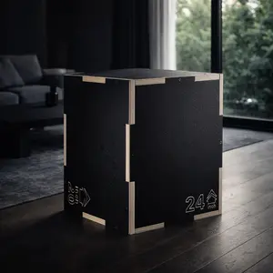 3 in 1 Plyometric Jump Box, 24/20/16 In. Anti-Slip Wooden Plyo Box, Platform & Jumping Agility Box, for Training, Black