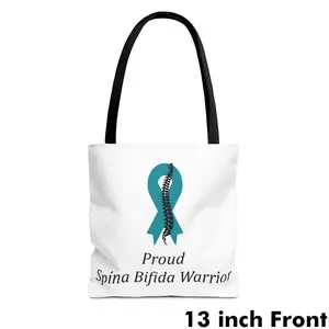 Proud Spina Bifida Warrior Tote Bag With Teal Ribbon