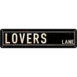 Lovers Lane Street Sign Vintage Poster for Room Decor Aesthetic Grunge Wall Art Downtown Girl Posters Retro Street Metal Tin Signs for Bedroom Coquette Wall Decor 4x16 Inch Home Decoration 21