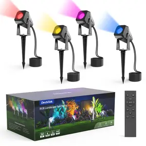 Christmas Landscape Lighting- RGB Low Voltage Spotlights, Remote Control, IP65 Waterproof, Easy Install for Holiday, Yard, Pathway & Halloween Decor