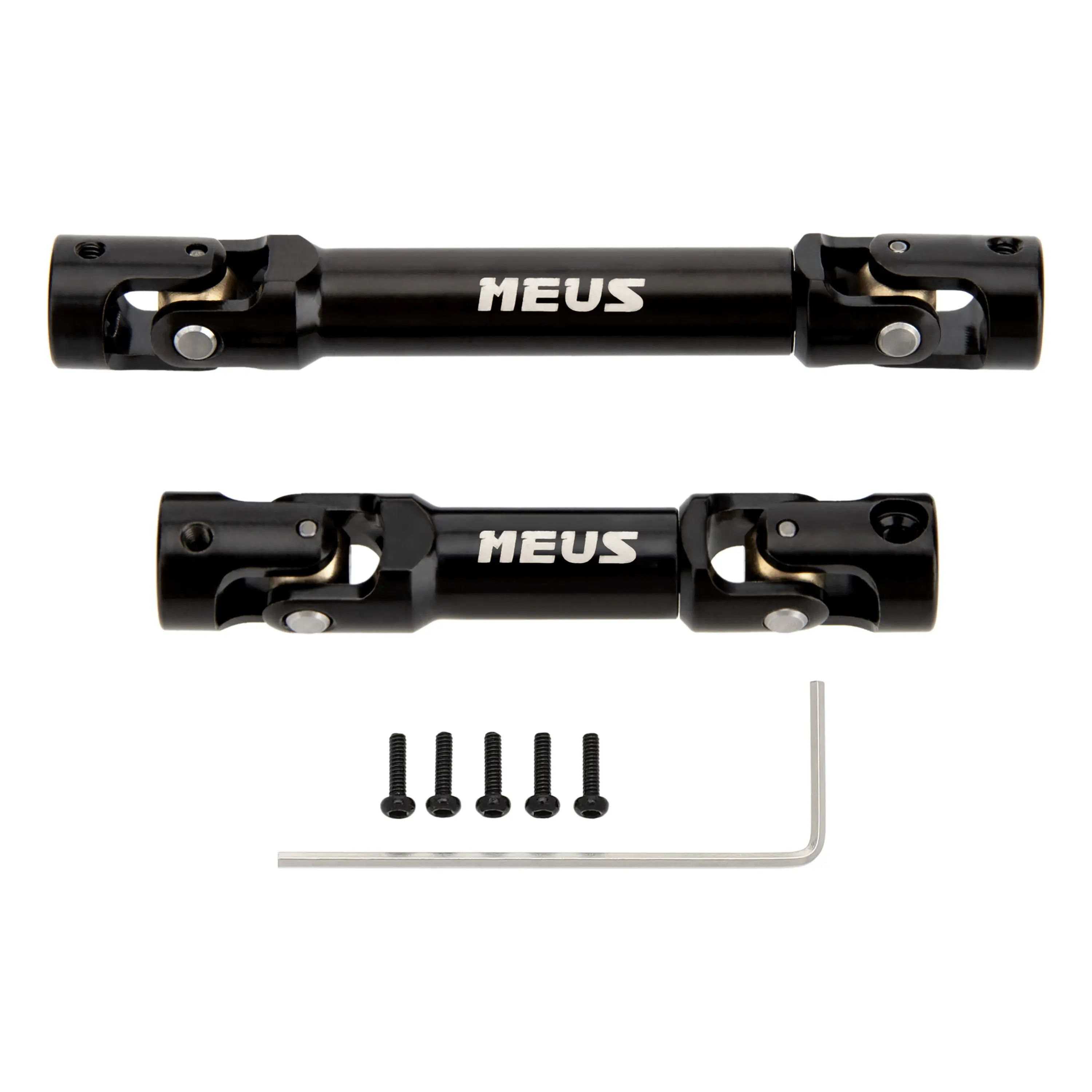 MEUS RACING Metal Universal Joint Driveshaft - Stainless Steel, Hardened, Larger Drive Angle, Higher Load Capacity, Greater Stability, 1/18 TRX4M Upgrade Part for Traxxas Defender Bronco RC Crawler, Black, Enhanced Structure Design