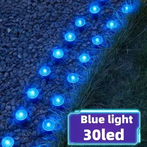 Solar Pathway Lights Outdoor Waterproof Independence Day 30 LED Garden Stake Lights Blue/Purple Lighting Modes Energy-Saving Auto On/Off Solar-Powered Landscape Lights Easy Installation Durable Outdoor Yard Lawn Walkway Decorative Lighting Path Guide Ligh