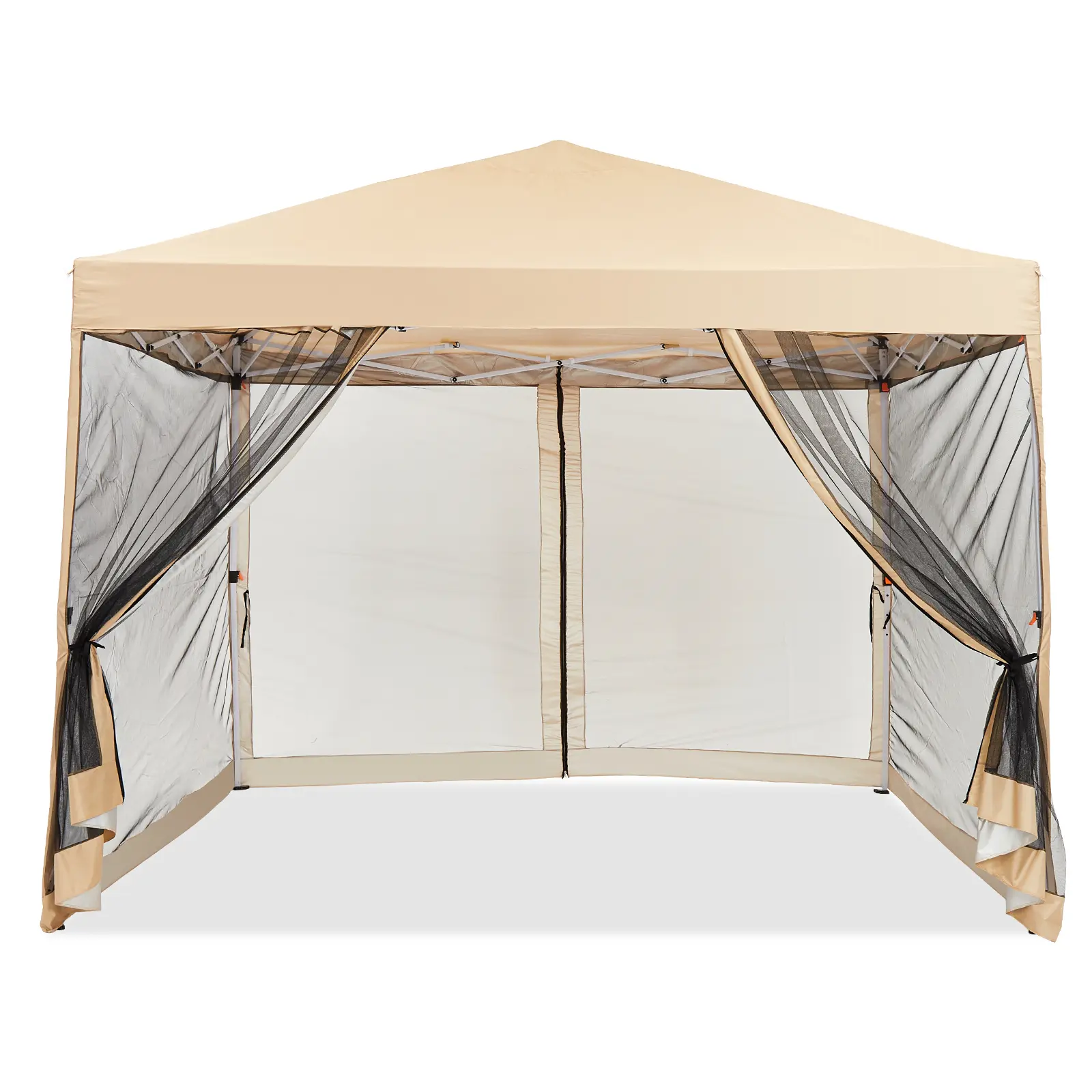 Summervibes Flash sale home items Easy One-Push Setup Pop Up Canopy Tent – 10x10ft Waterproof Outdoor Gazebo with Mesh Sidewalls, Portable Sun Shelter for Patio, Backyard, Camping, Parties – White/Green
