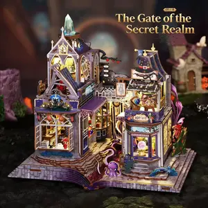 DIY Miniature House Kit for Adults, Dollhouse Building Set, Perfect Birthday Christmas Gift, Magic Castle, LED Light Pre-Built Micro Home