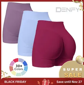 DENFY Impact Shorts Fitness Gymwear Hip-Lifting Seamless Yoga Shorts Compression Impact Shorts Sportswear  Hidden Scrunch Butt lifting Shorts