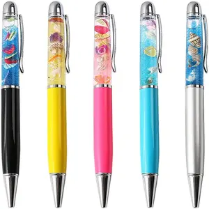 5 count Retractable Ballpoint Pens, Bling Dynamic Floating Liquid Sand Glitter Pen,  Series
