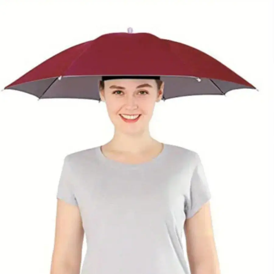 Umbrella Hat with Elastic Headband, Lightweight Hat Umbrella for Outdoor Sunny & Rain Dual-use, Rainproof & Portable Waterproof Fishing Umbrella for O