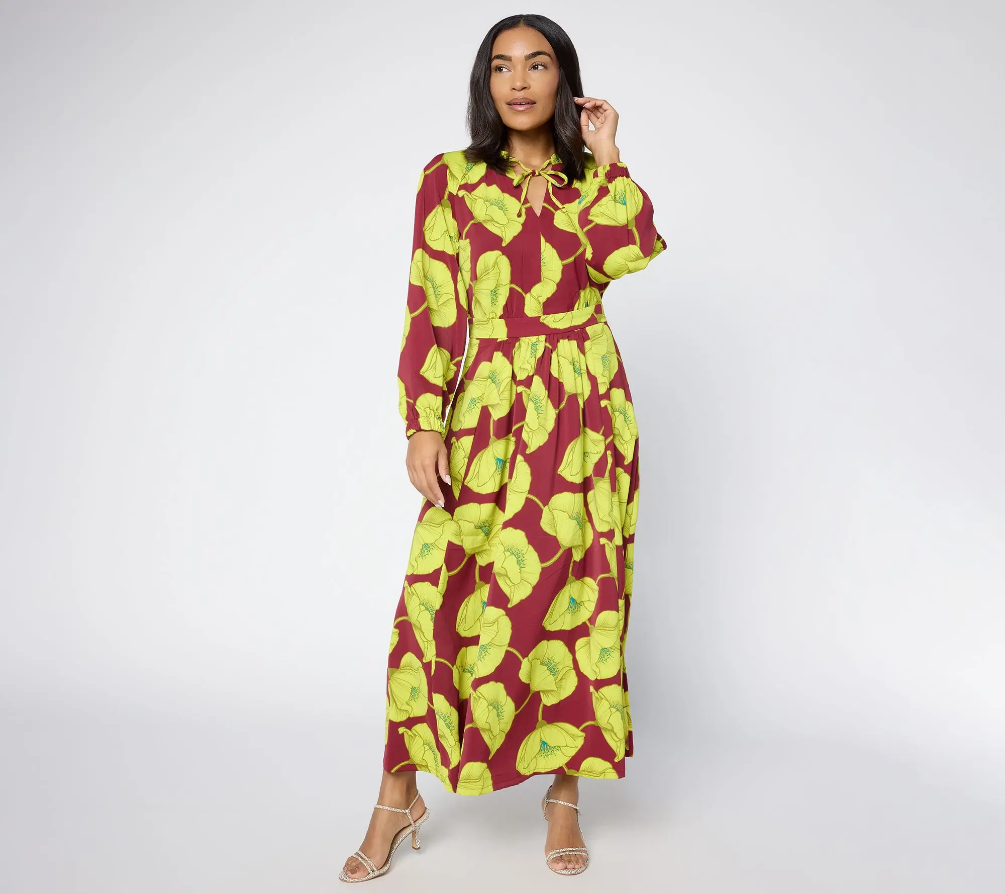 Carla Rockmore Collection Regular Printed Stretch Satin Maxi Dress