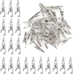 100 Pack Mini Clamps Alligator Clips, Roach Clips for Crafts 35 mm Metal Crocodile Clips, Gator Clips for Electrical Testing, Spring Clamps Photo Picture Cards Clips (Silver）