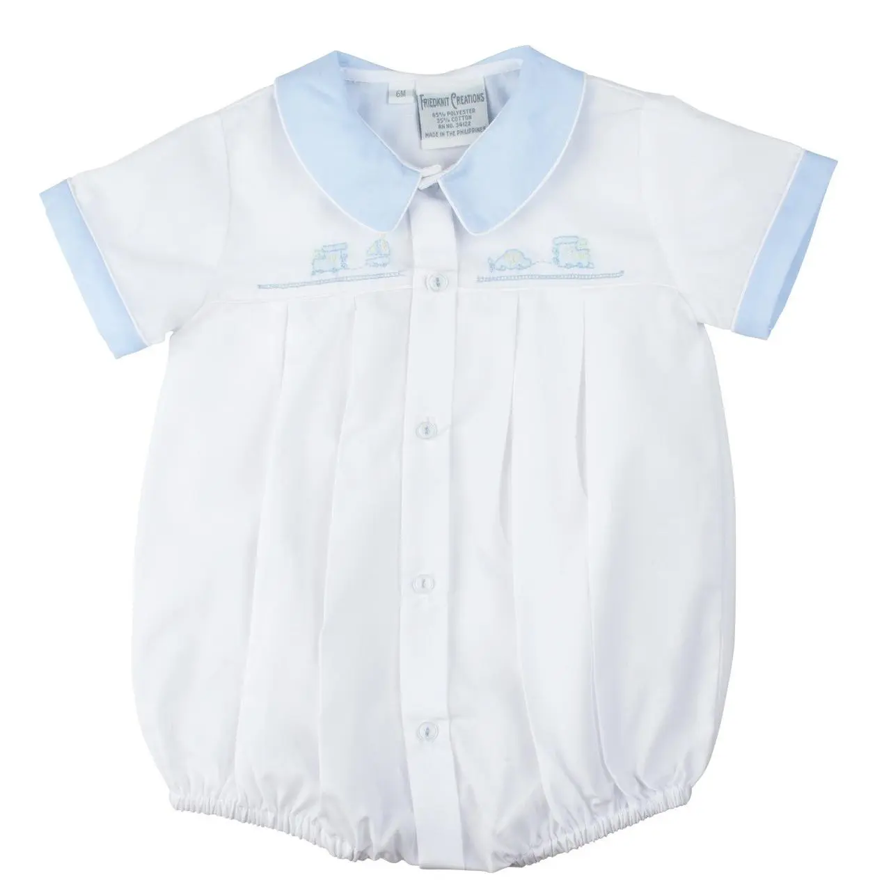 Preemie Embroidered Train Creeper