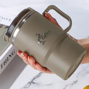 Single Stainless Steel Insulated Coffee Mug with a Capacity of 19.3 Ounces, Featuring a Lid And Spoon. This Reusable Thermal Cup Is Perfect for The Office, Travel