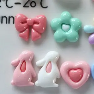 Glossy Resin Flower Rabbit Love DIY Jewelry Accessories Baby Hairpin Material Handmade Headwear Accessories Shoes and Hats Decorative Buckle Resin Patch Children's Hair Accessories Wholesale Handmade Material Package Is Not A Refrigerator Sticker