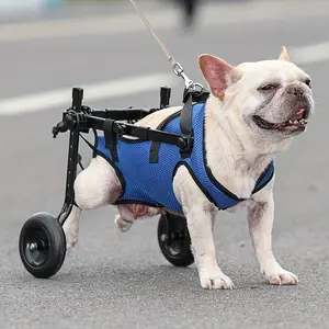 [Durable Pet Wheelchair] Durable Metal Frame Foldable Pet Wheelchair for Dogs - Comfort Padded Backseat with Adjustable Straps, Rehabilitation & Walking Assistance - Blue Mesh Vest Included, Wheelchair Accessories
