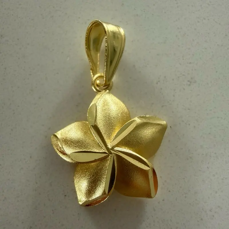 14k gold plated hibiscus pendant