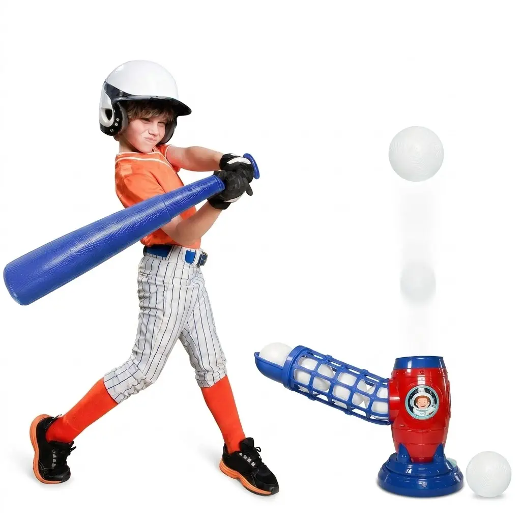 Electronic Baseball Pitching Machine - Bonus 10 Balls Total Included - Auto Pitcher Sports Toy, Perfect Holiday Gift