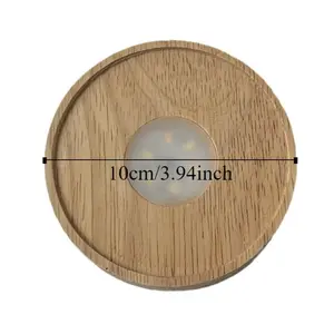DIY Round Wooden LED Light Base INS Multicolor LED Light Art Display Base 10cm Modern USB Display Night Lamp Holder Bedroom