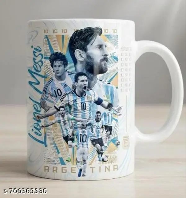 MESSI player ceramic printed white coffee Mug for Family & Friends / Brother & Sister