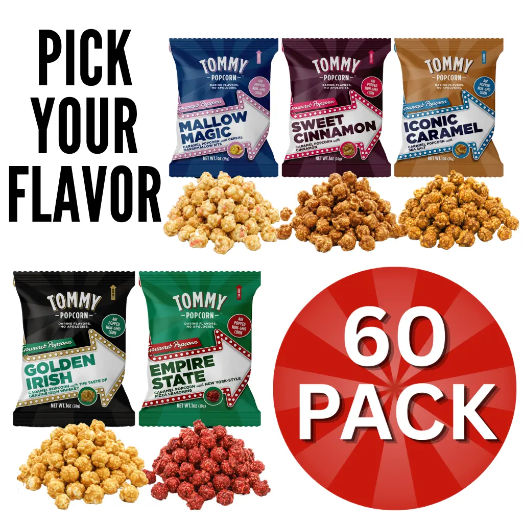 Tommy Popcorn Sixty Pack | Sweet Gourmet Popcorn | Viral Snack Gift