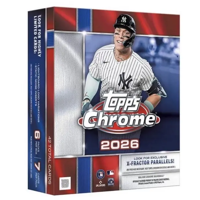 2026 Topps Chrome Series Sports Trading Cards Mega Box - Collectible Box for Sports Memorabilia Enthusiasts