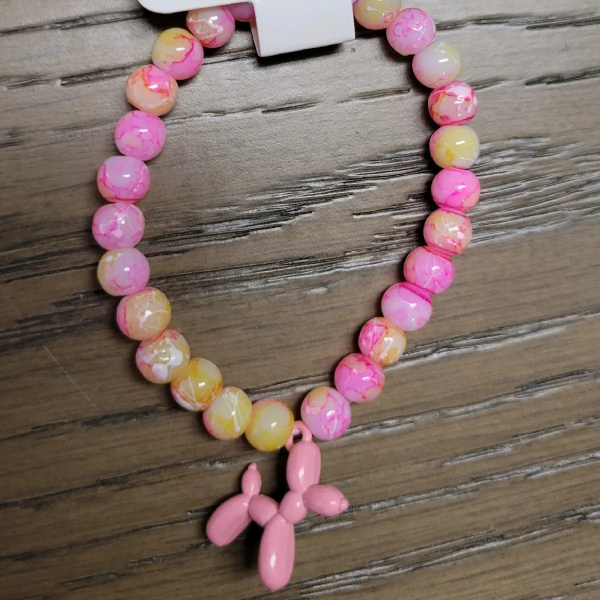 5.5 Inch Light Pink and Yellow Balloon Dog Bracelet by Zargen Bracelets