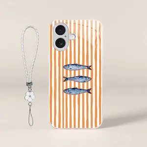 Ocean-Inspired Colorful Striped Shockproof Waterproof Glass Cellphone Case - for [iPhone 17] Durable Handheld Casing, Coastal Look Phone Accessories, Sea Shell Protective Cover, Gift for Him/Her 952