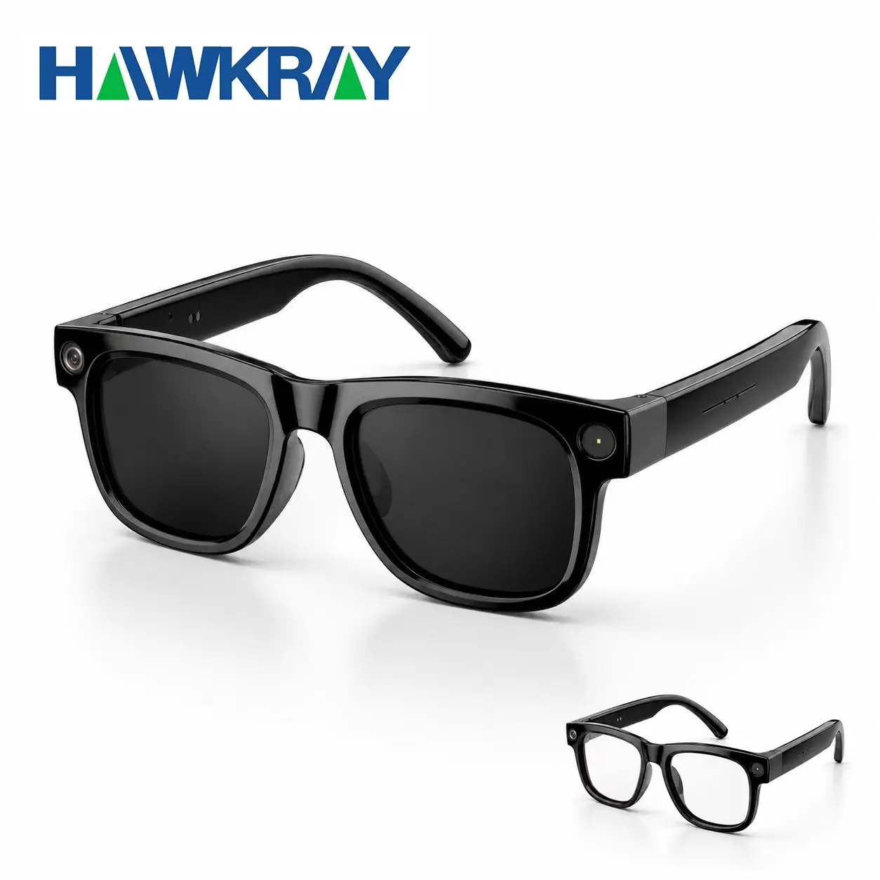 HAWKRAY AI Smart Glasses with 8MP Camera, Bluetooth Audio, Voice Control, Live Translation and 4GB Storage, Hands-Free Video Recording Smart Eyewear, Black Wearable Tech Glasses Wireless Smart Glasses