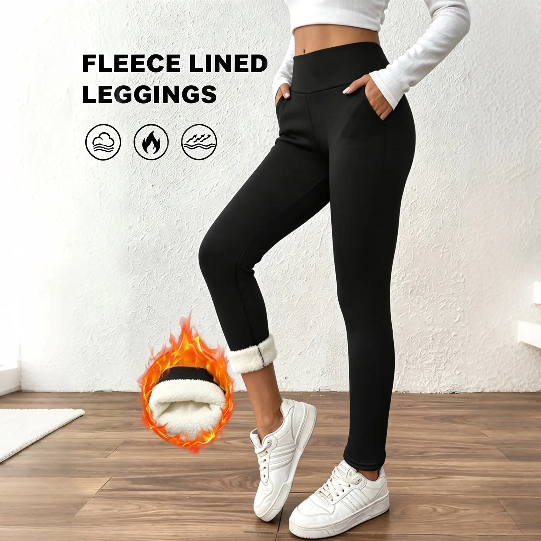 Casual Sherpa Fleece Lined Yoga Leggings Women Winter Warm Pants High Waisted Stretchy Thick Thermal Tights Cold Weather cozy