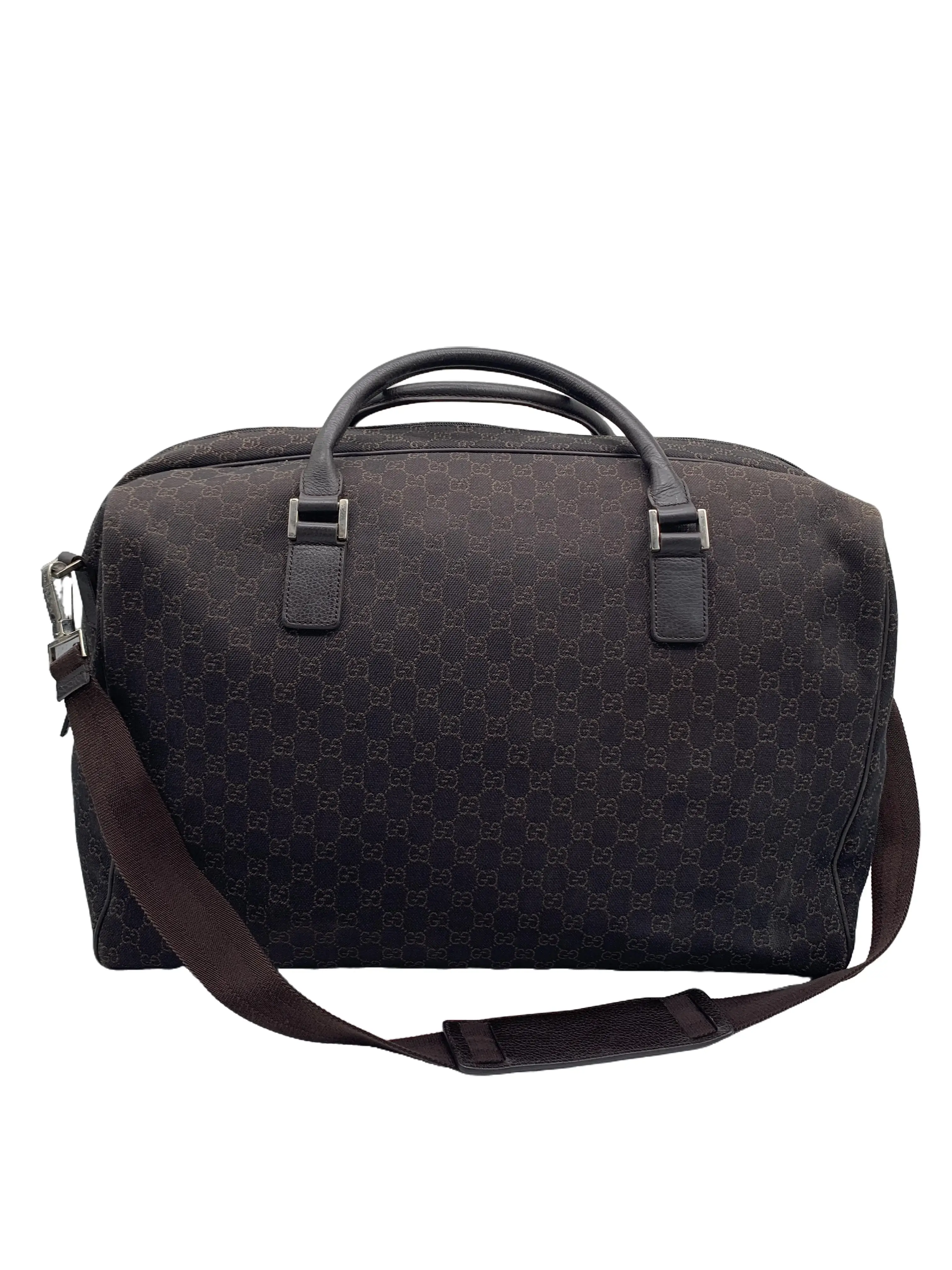 Pre-owned GUCCI Dark Brown Monogram Large capacity Handheld Travel Briefcase/WJ08101913/1913