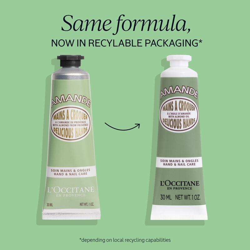 L'Occitane Almond Delicious Hands Moisturizing Hand Cream Enriched with Almond Oil, . 1.00 fl oz