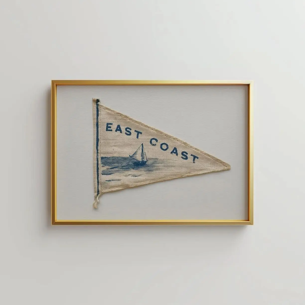 East Coast Coastal Wall Art Print, Vintage Nautical Pennant Poster, Preppy Beach House Decor, Sailboat Artwork S