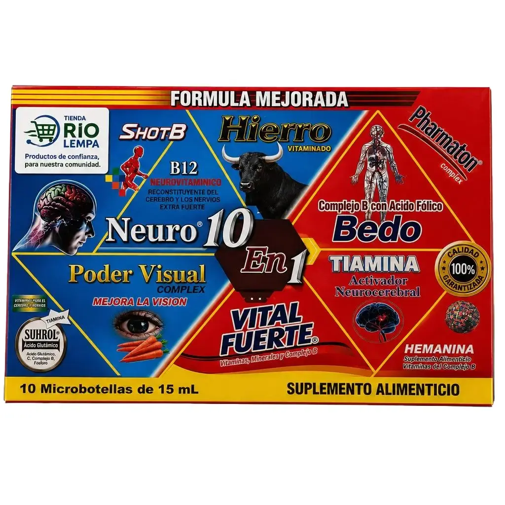 Neuro 10-in-1 Healthcare Oral Liquid Dietary Supplement Vitamin, 10 Bottles of 15mL