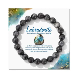 Serelune Jewelry B Labradorite Bracelet Healing Protection Jewelry for Women Handmade Gemstone Beaded Stretch Bracelet Jewelry Gifts for Friends