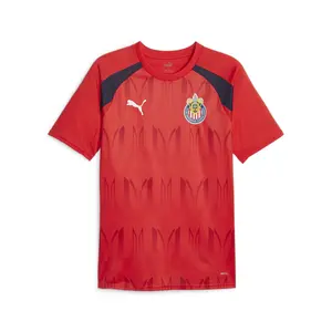PUMA Mens Chivas Prematch Crew Neck Short Sleeve Jersey Soccer Cleats  - Red