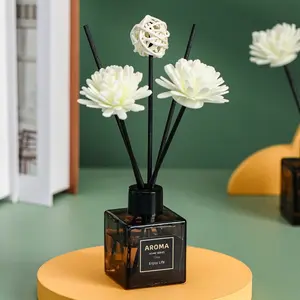 Grey Small Square Bottle Flameless Fragrance Essential Oil Aromatherapy Scent Diffuser Bedroom Living Room Fragrance Incense Decoration Scented Home Fragrance Household Perfume Manufacturer